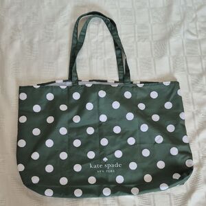 Kate Spade Dark Green and White Polka Dot Tote